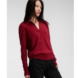 Women’s Red Calvin Klein Polo Neck Sweater in Size Large